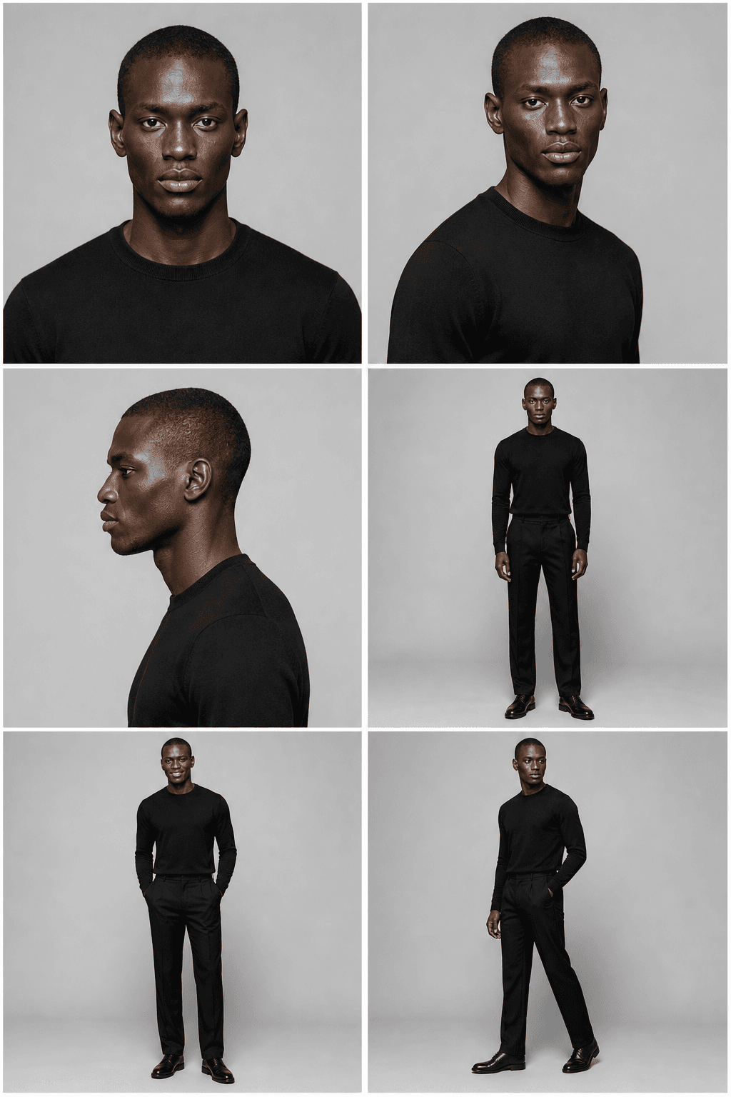 Malik Nuru: Portrait-, Profil- und Ganzkörperansichten